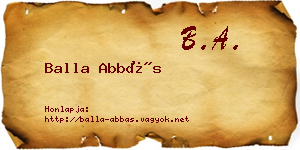 Balla Abbás névjegykártya